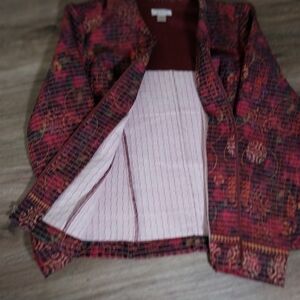Christopher & Banks Burgundy Quilted Jacket